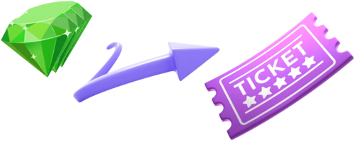 Exchange gems for tickets into open draws